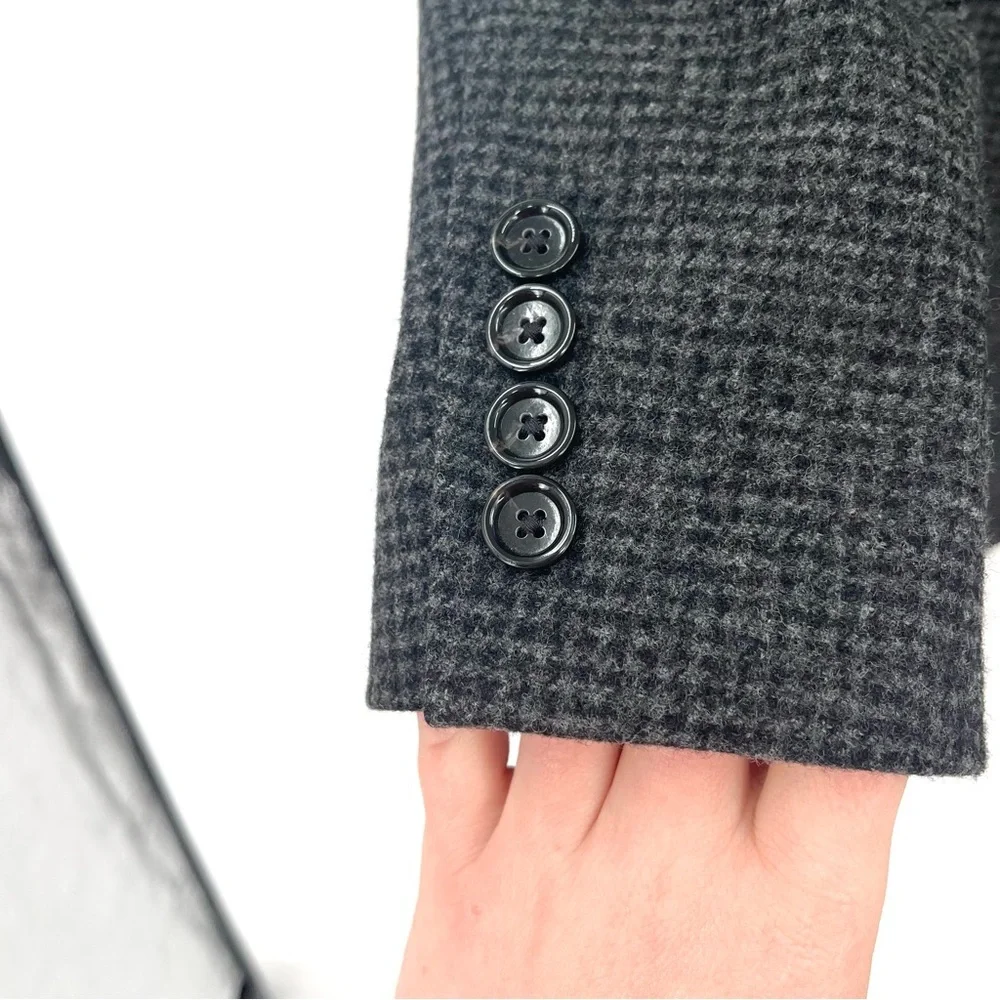 J.CREW Ludlow Blazer 36R 100% Wool Grey Houndstooth Jacket Men 02328 2 Button
